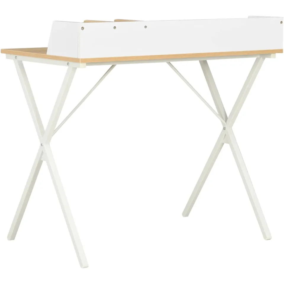 vidaXL Bureau 80x50x84 cm wit en natuurlijk, foto 3