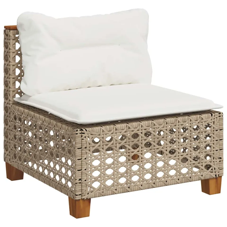 vidaXL 6-delige Loungeset met kussens poly rattan beige, foto 4