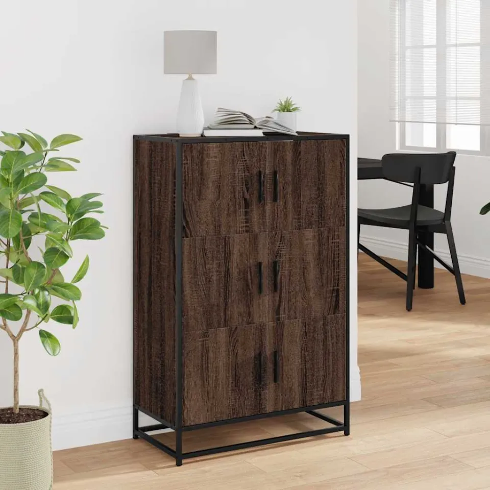 vidaXL Hoge kast 68x35x106,5cm bewerkt hout en metaal bruin eikenkleur, foto 2
