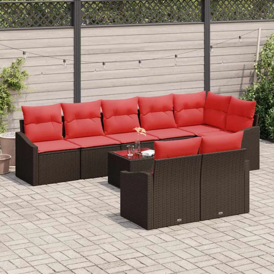 vidaXL Bankstel 9 st Bruin poly rattan, foto 3