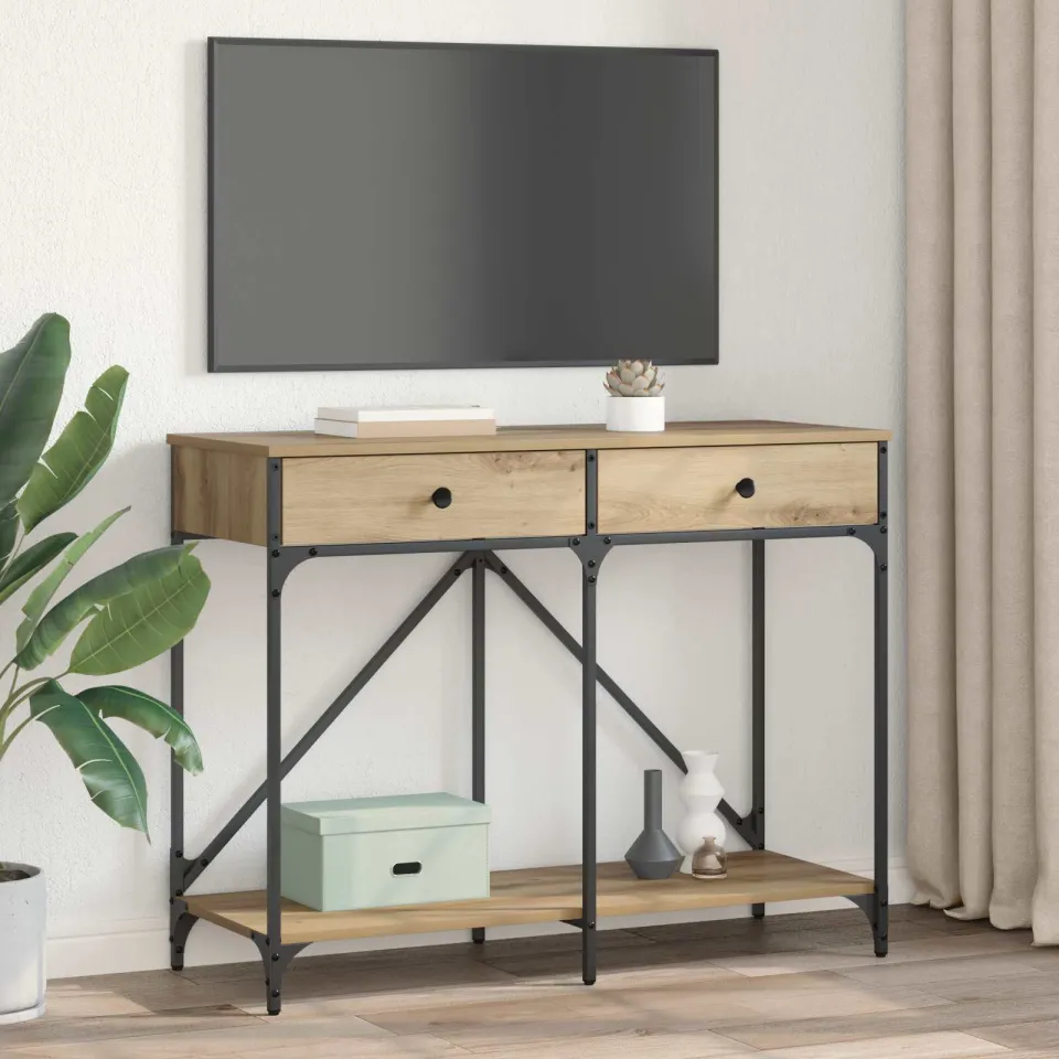 vidaXL Wandtafel Artisan Eiken 100 x 39 x 78,5 cm Bewerkt hout, foto 4