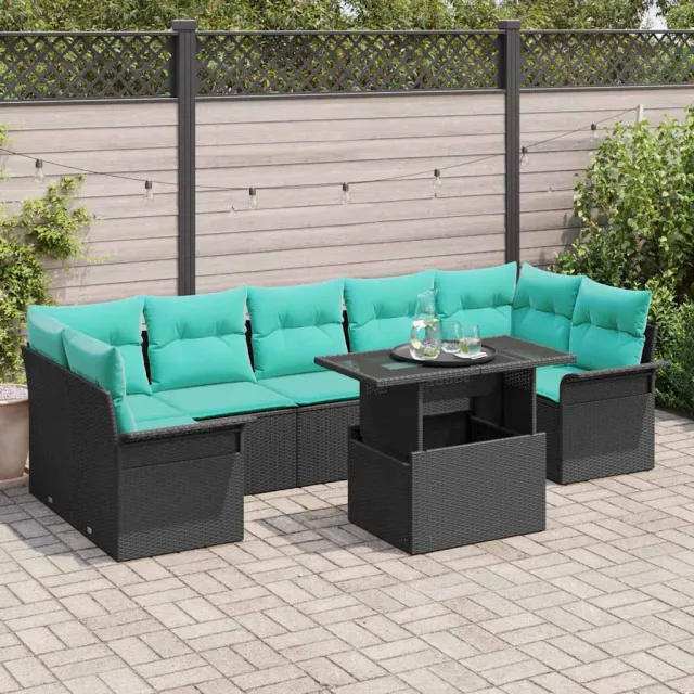 vidaXL Tuin Sofa Set 8 st Zwart [Synthetisch]: Poly Rattan, foto 2