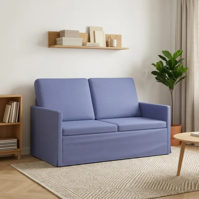 vidaXL 2-zits bank Jeans Blauw 130 x 81 x 82 cm Stof