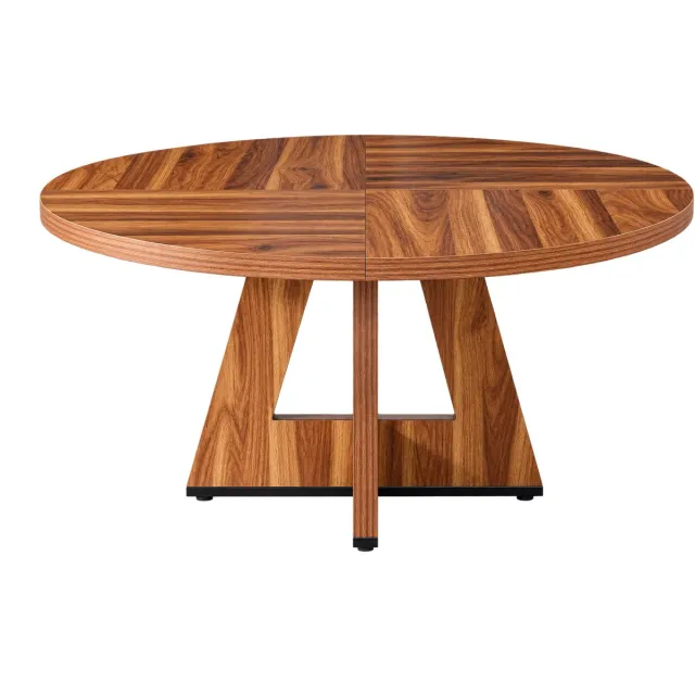 Sellino Eettafel - Eetmeubel - Dinertafel - Ronde Eettafel - Woonkamertafel - Eetkamertafel - Houtkleur - MDF - Voor Binnen Bruin