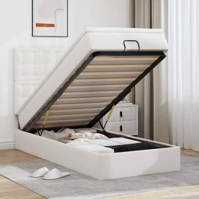 vidaXL Ottoman bed met matras en LED's 80x200 cm kunstleer wit