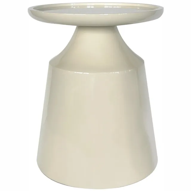 DÉJA Living Bijzettafel Fjell - Rond Crème Glossy MDF - 40x40x50cm