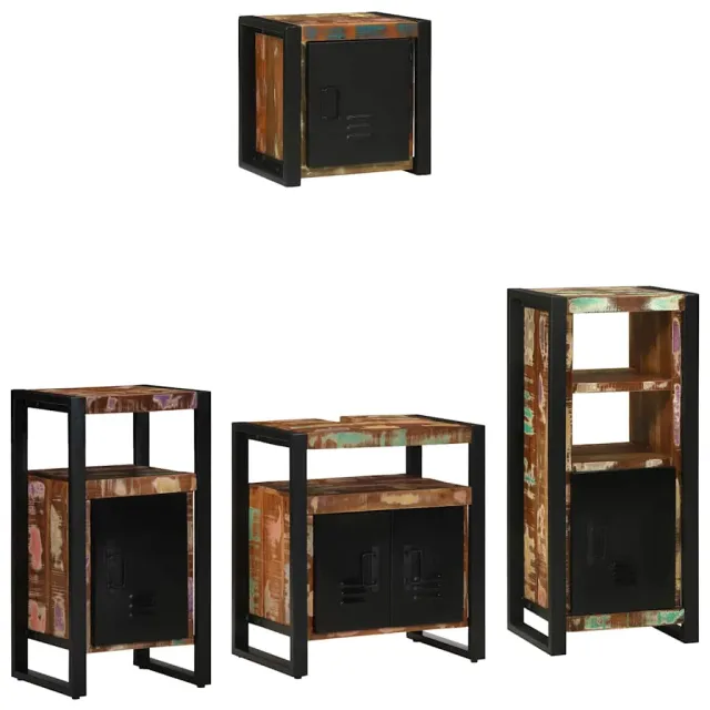 vidaXL Badkamermeubelset 4 st Multikleur en Zwart 55 x 35 x 60 cm Meerkleurig