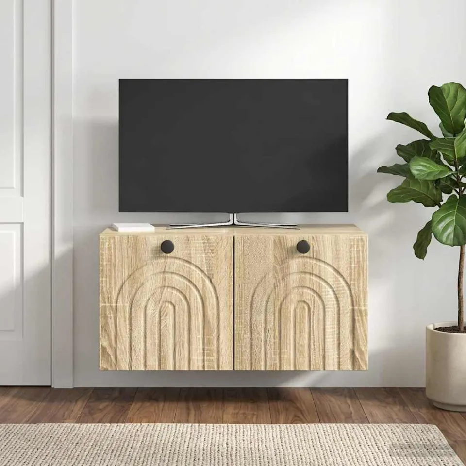 vidaXL Wandbeugel TV-kast Sonoma Eiken 59,5 x 31 x 30 cm Bewerkt hout, foto 4