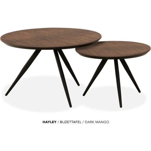 Maxfurn Set van 2 ronde salontafels met verjongde rand | kleur: Dark mango