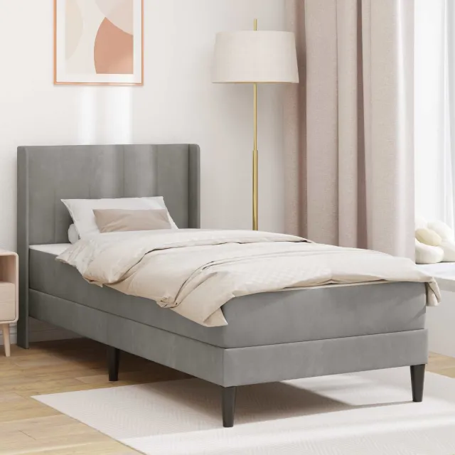 vidaXL Bedframe met matras Lichtgrijs 80 x 200 cm fluweel