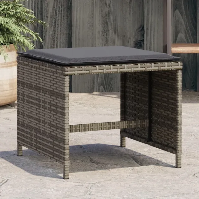 vidaXL Tuinkrukken 4 st met kussens 40x40x35 cm poly rattan grijs, foto 2