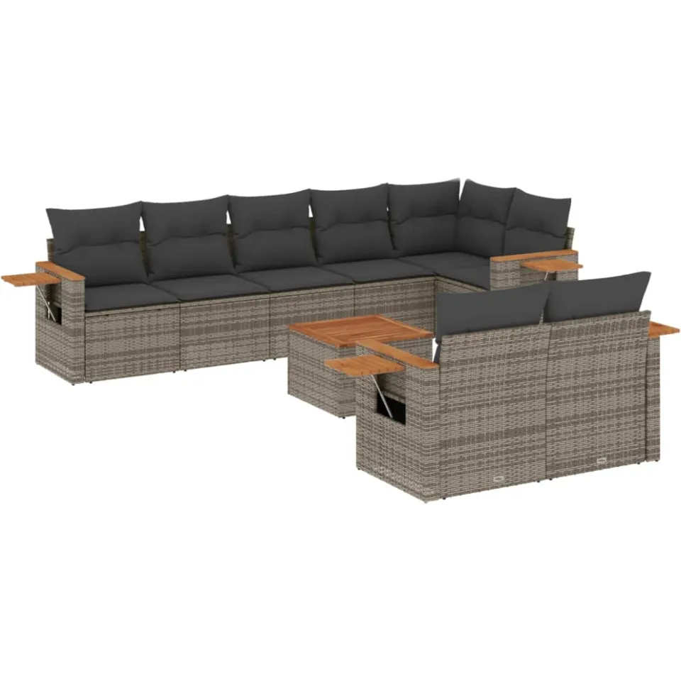 vidaXL Patio Sofa Set 9-zits Grey, foto 3
