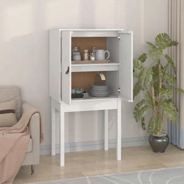 vidaXL Hoge kast 60x40x120 cm massief grenenhout wit, foto 2