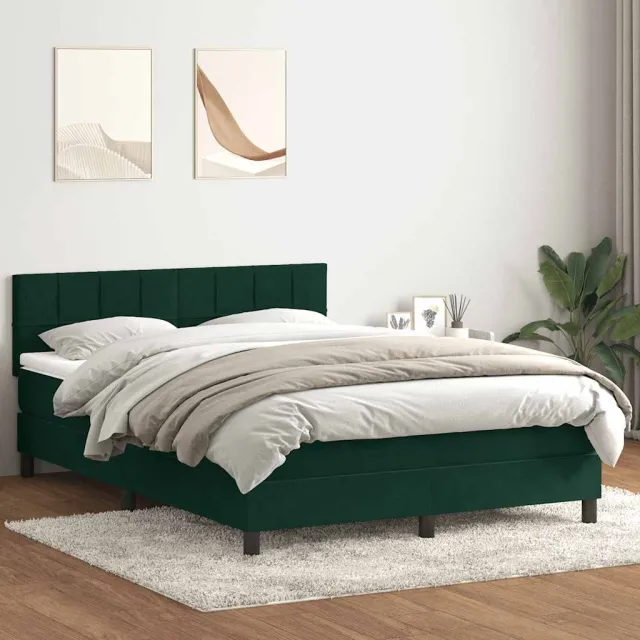 vidaXL Boxspring met matras fluweel donkergroen 160x220 cm groen