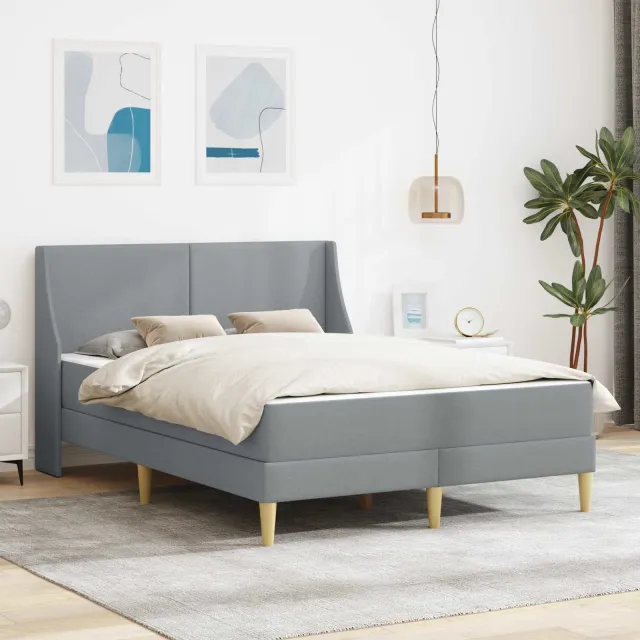 vidaXL Bedframe met matras Lichtgrijs 120 x 190 cm Polyester