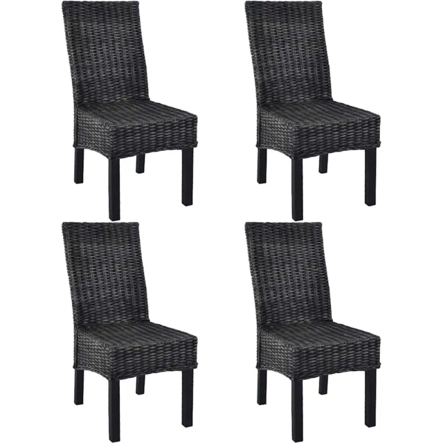 vidaXL Eetkamerstoelen 4 st kubu rattan en mangohout zwart