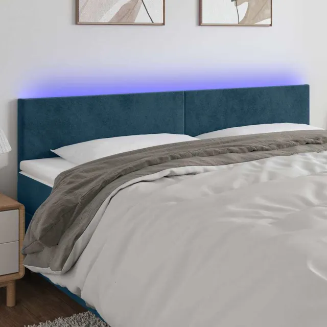 vidaXL Hoofdbord LED 180x5x78/88 cm fluweel donkerblauw blauw