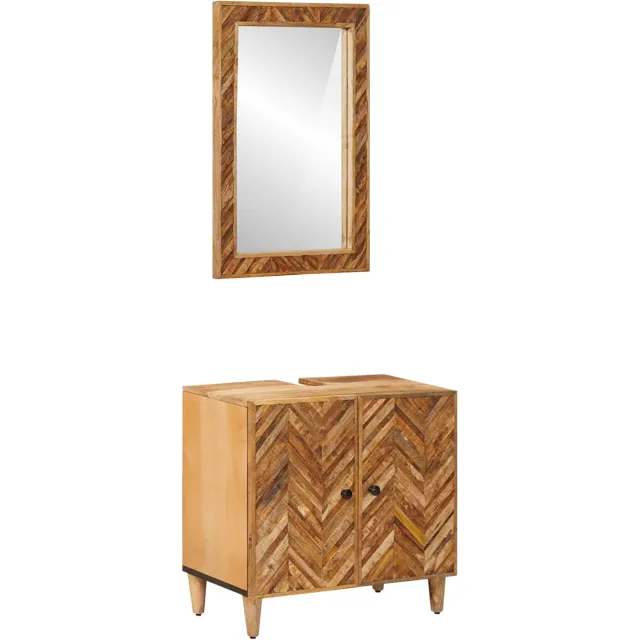 vidaXL Badkamerkastenset 2 st 62 x 33 x 58 cm Massief Mango Hout Bruin