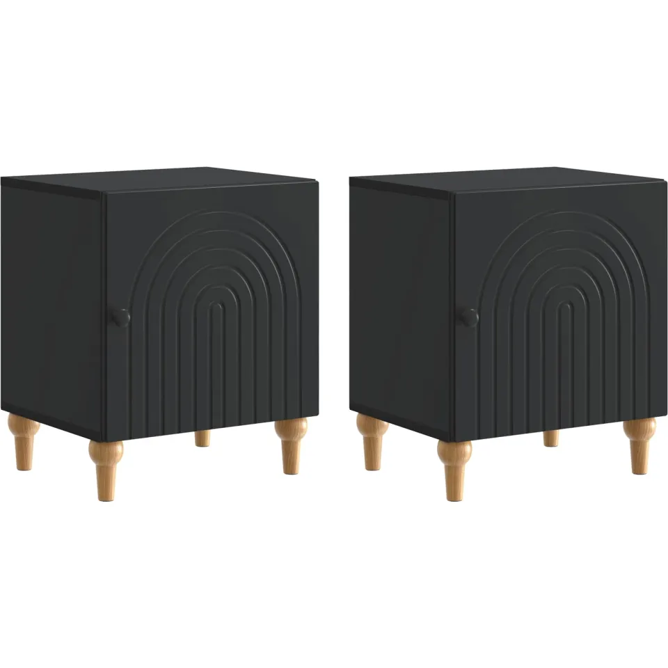 vidaXL Nachtkastje 2 st Zwart 43 x 34,5 x 50 cm Bewerkt hout, foto 3