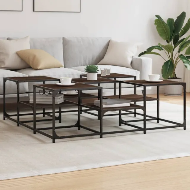 vidaXL Salontafel 121x121x40 cm bewerkt hout bruin eikenkleur, foto 2