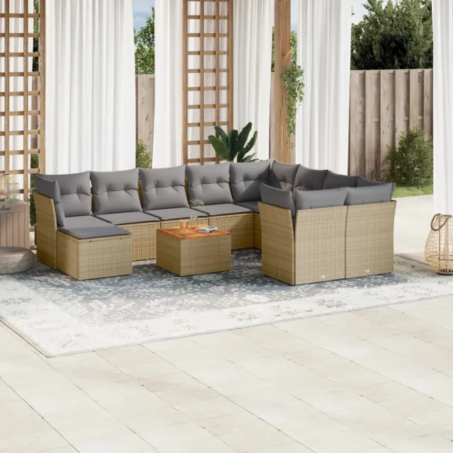 vidaXL Patio Sofa Set 10-zits Mix Beige en Lichtgrijs, foto 2