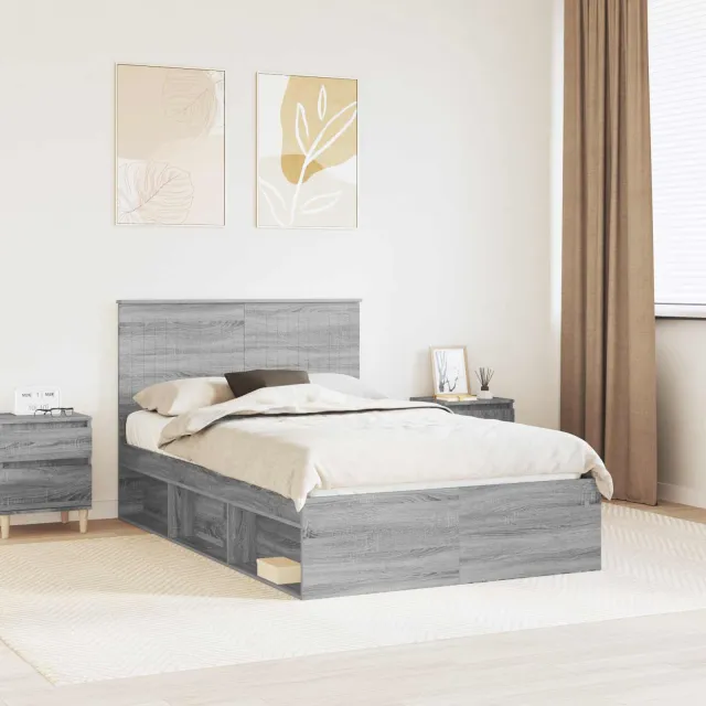 vidaXL Bedframe Grijs Sonoma 120 x 200 cm Massief grenenhout