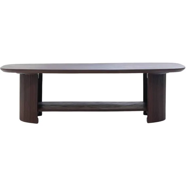 Giga Meubel Salontafel Lorna - Deens Ovaal Donkerbruin Hout - 130x70x38cm