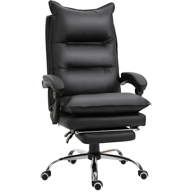 OKWISH Vergaderstoelen - Ergonomische Bureaustoel Met Voetsteun - 360° Draaibaar, Verstelbare Hoogte Voor Thuiswerk - 66×72×130 cm - Ledervezelstof - Zwart