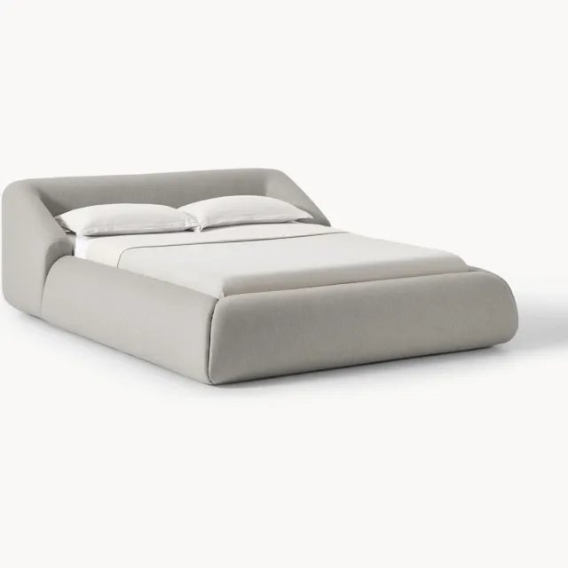 Westwing Collection Gestoffeerd bed Sofia Grijs