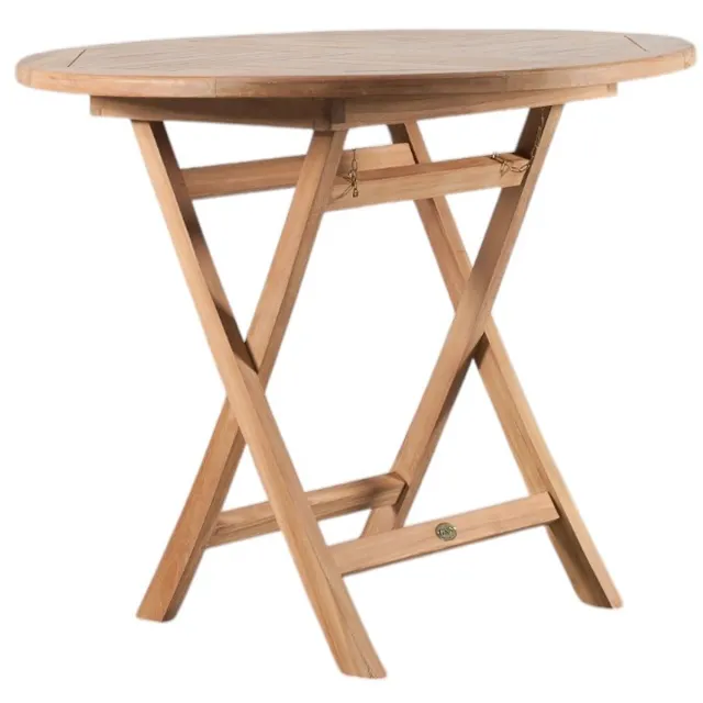 TeakOne Plooitafel Dia. 90 cm - Teak tafel rond - Ronde plooitafel - Ronde tafel - Teak Tuintafel - Eettafel Teak - Tuinmeubel Natuurlijk Teak houten kleur