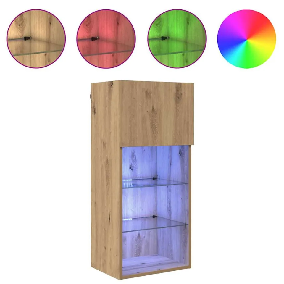 vidaXL Wandgemonteerde TV-kasten 2 st Artisan Eiken Bewerkt hout, foto 4