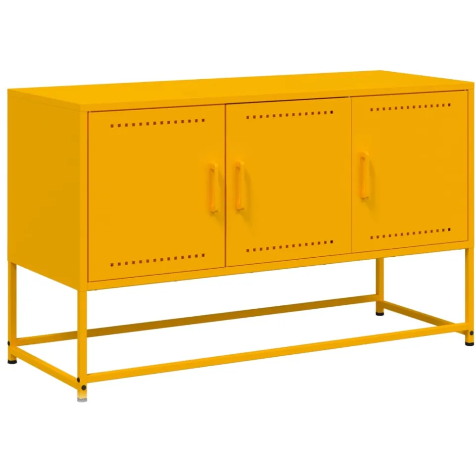vidaXL Tv-meubel 100,5x39x60,5 cm staal mosterdgeel