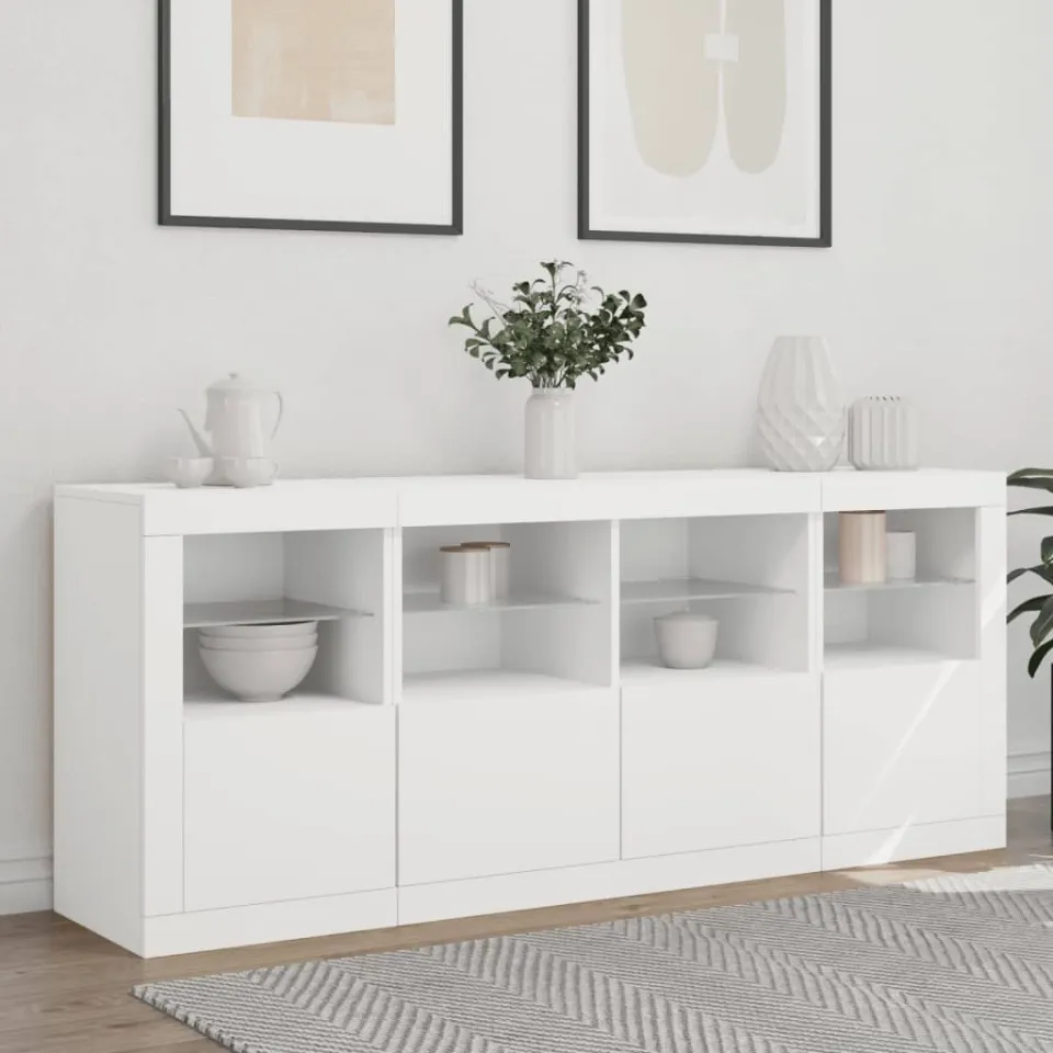 vidaXL Dressoir met LED-verlichting 163x37x67 cm wit, foto 2