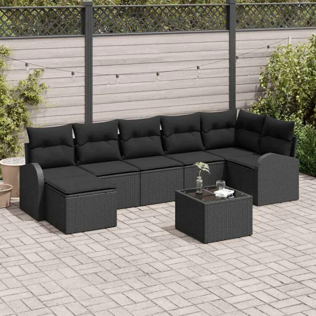 vidaXL Tuin Sofa Set 8 st Zwart [Synthetisch]: Poly Rattan