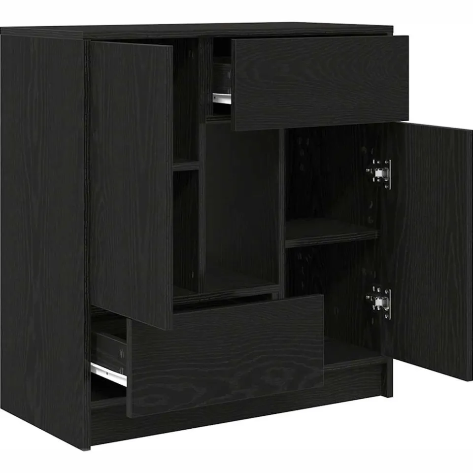 vidaXL Dressoir met lades en deuren 70,5x34x74,5 cm zwart eikenkleurig, foto 4