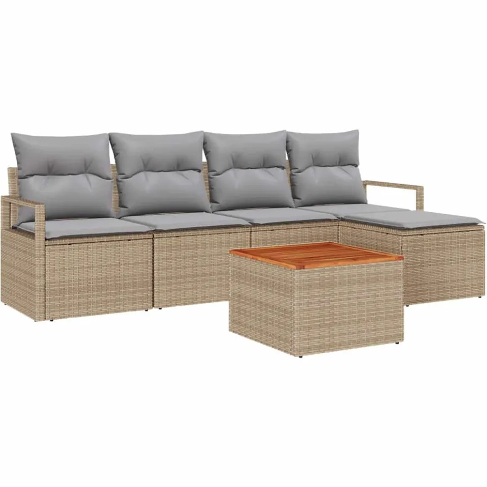 vidaXL Tuinbankenset 6 st Beige poly rattan