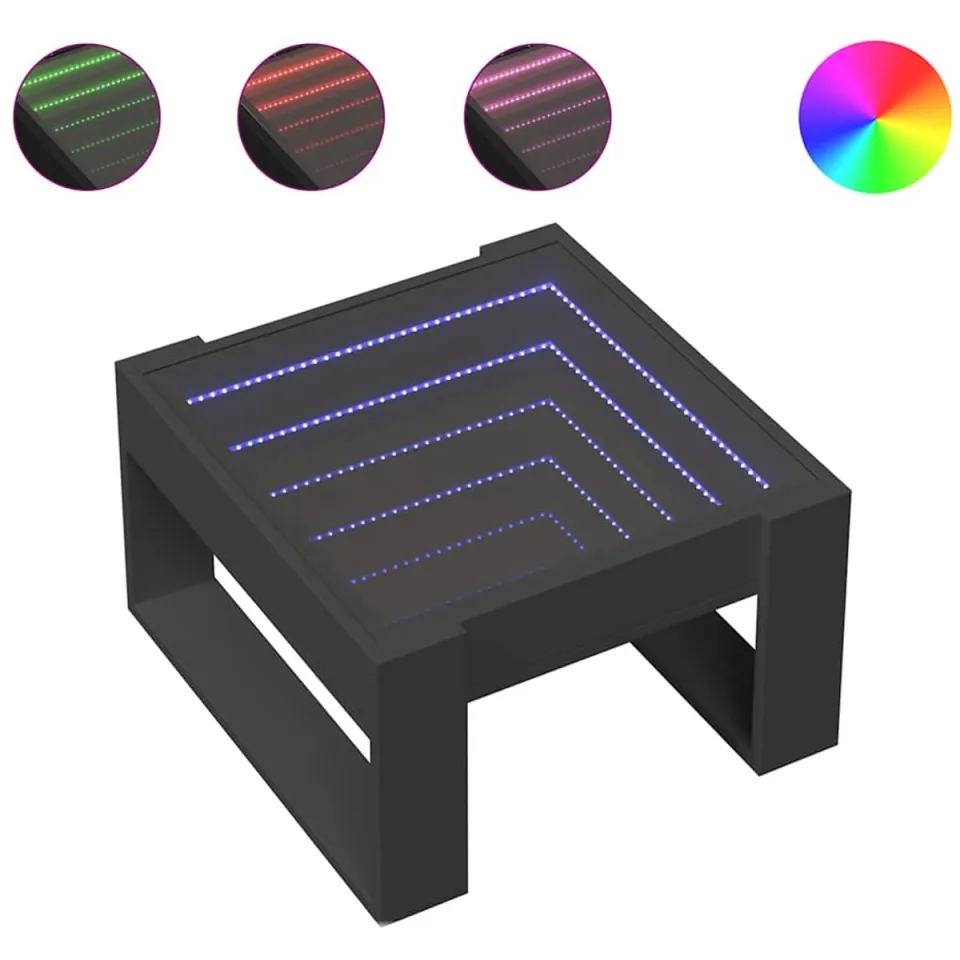 vidaXL Salontafel met Infinity LED 50x53x30 cm bruin eikenkleurig, foto 3