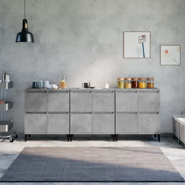 vidaXL Dressoirs 3 st 60x35x70 cm bewerkt hout betongrijs grijs, foto 2