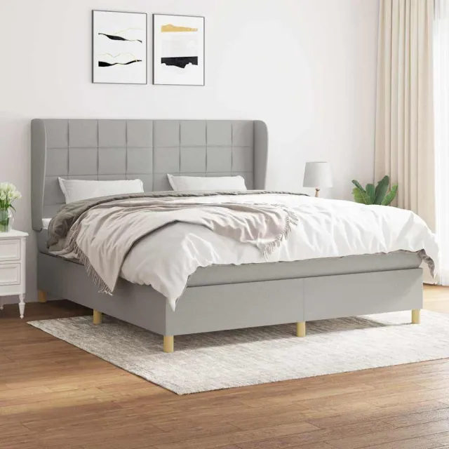 vidaXL Boxspring met matras stof lichtgrijs 160x200 cm grijs