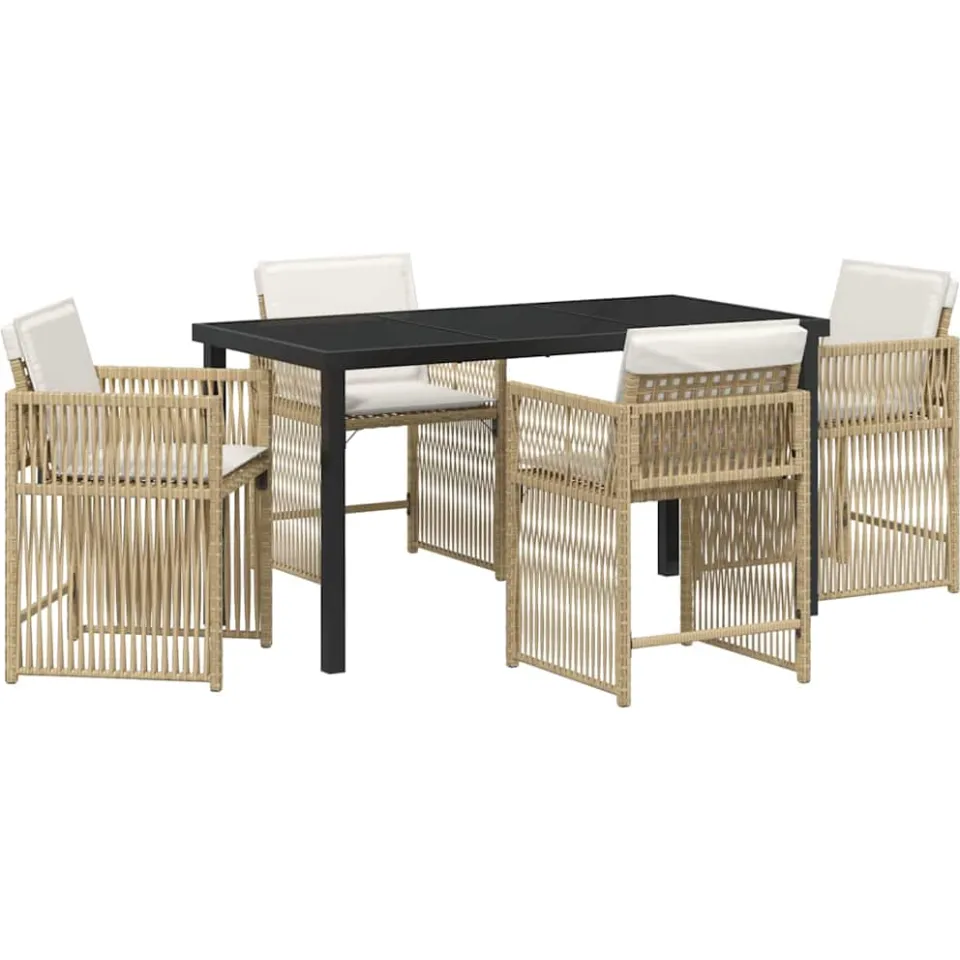 vidaXL Tuin eettafelset 5 st Beige poly rattan, foto 3