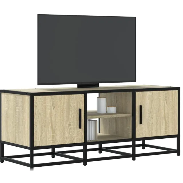 vidaXL Tv-meubel 100x35x41 cm bewerkt hout metaal sonoma eikenkleurig Bruin