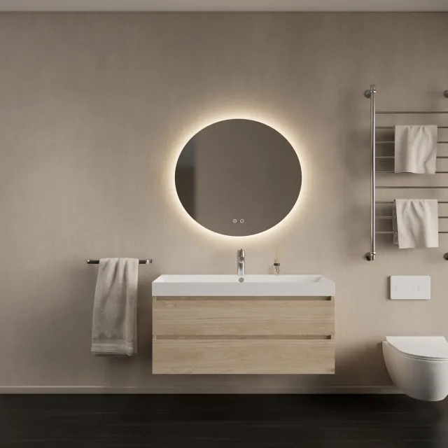 Gliss Design Badkamermeubelset Gliss Design Milan Met Lako Wastafel 100 cm Kastanje (Keuze Wastafel) Eiken