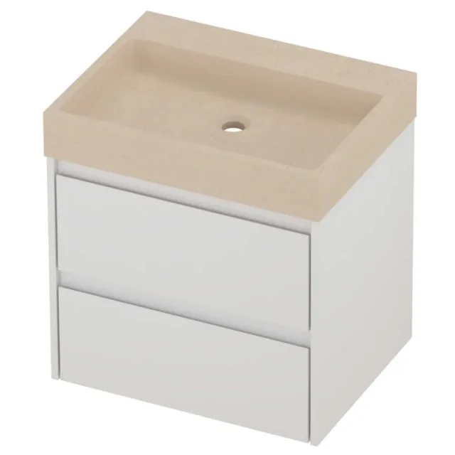 Proline Evoli Badmeubelset Hardsteen Loft 60x46x62 cm Sand Stone Glans Wit