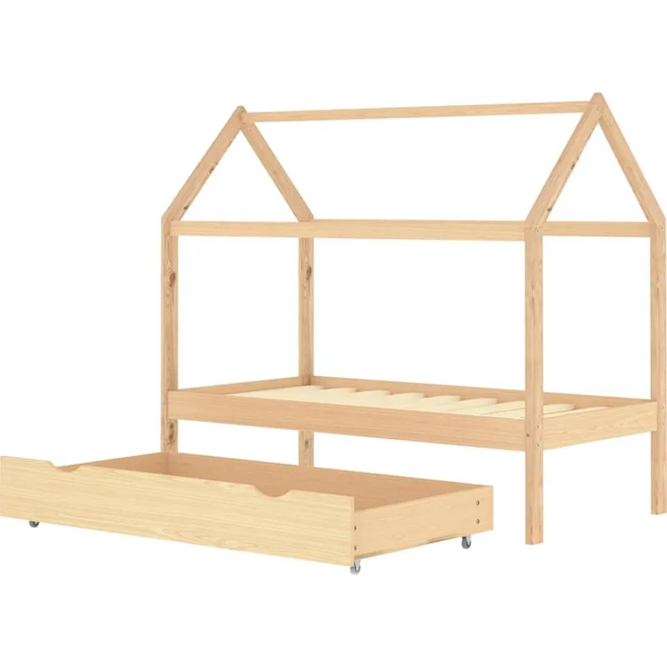vidaXL Kinderbedframe met lade massief grenenhout 80x160 cm bruin, foto 4