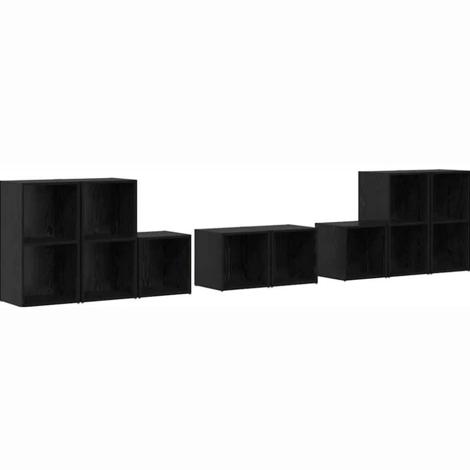 vidaXL TV-kast set 8 st 37 x 35 x 72 cm Zwart Eiken, foto 3