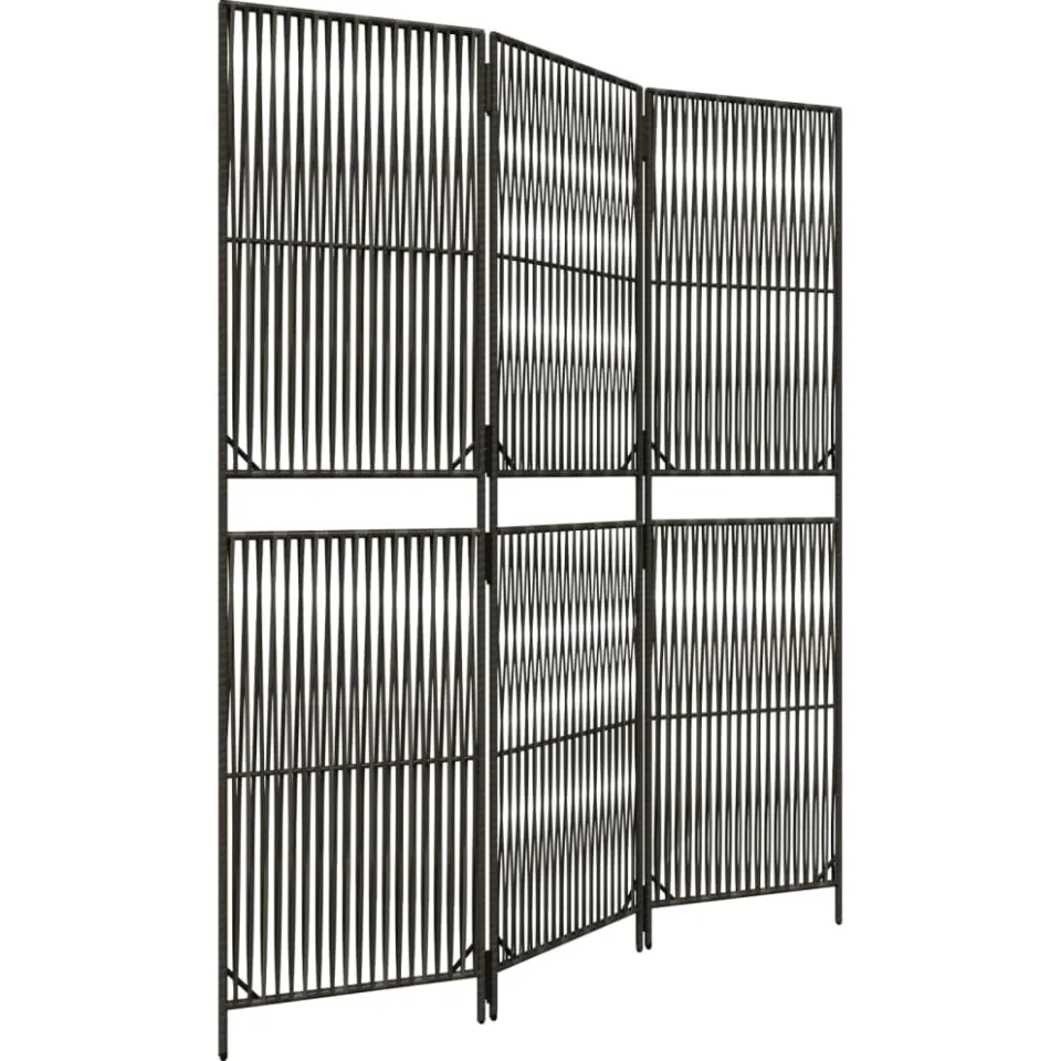 vidaXL Kamerscherm 3 panelen poly rattan grijs
