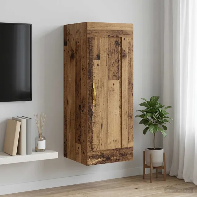 vidaXL Wandkast Oud hout 34,5 x 34 x 90 cm Bewerkt hout Bruin