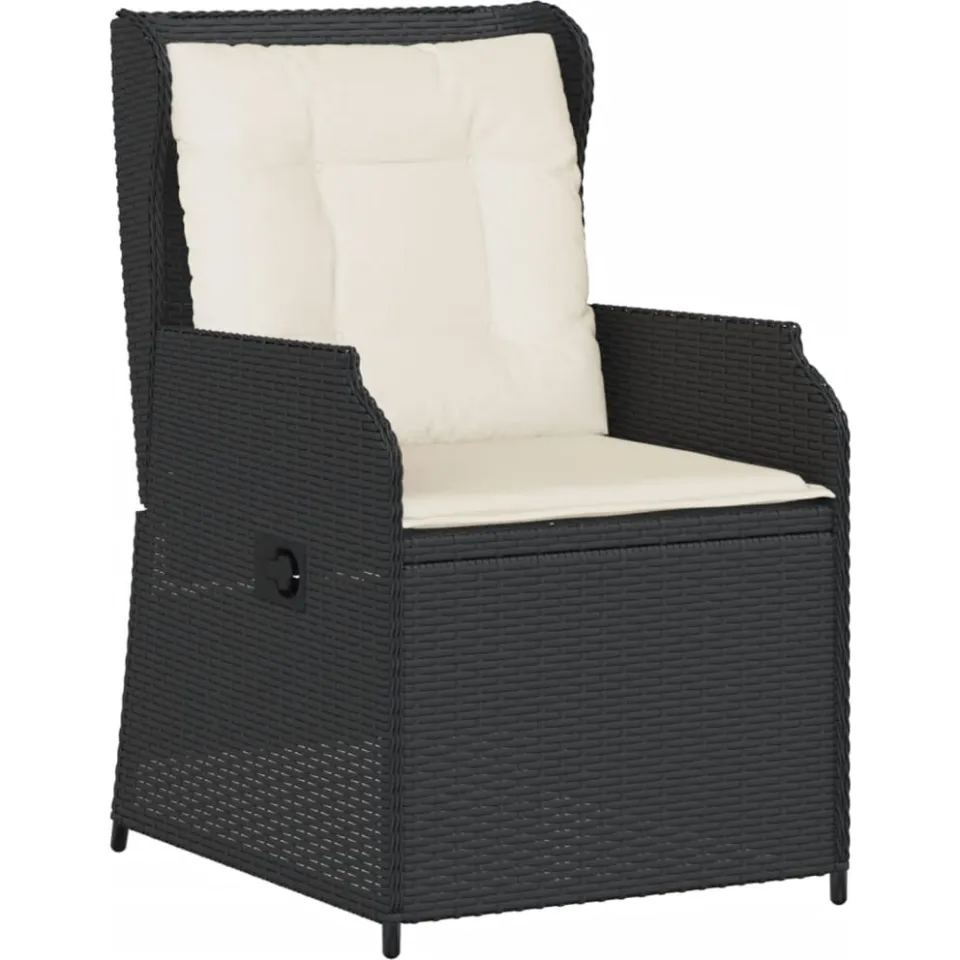 vidaXL 5-delige Loungeset met kussens poly rattan zwart