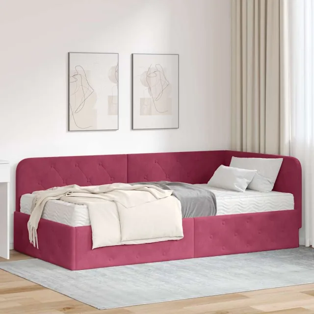 vidaXL Hoekbedframe Wijnrood 90 x 200 cm Fluweel