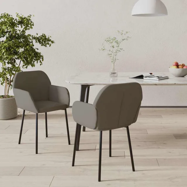 vidaXL Eetkamerstoelen 2 st fluweel donkergrijs grijs, foto 2